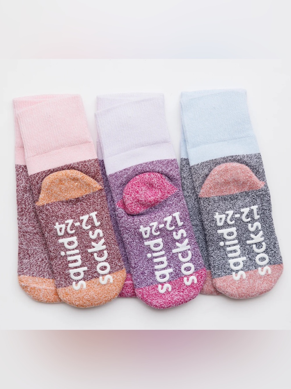 Kid’s Squid Socks size 12-24 months 3-Pack Crew Socks - Pink, Purple, Light Blue